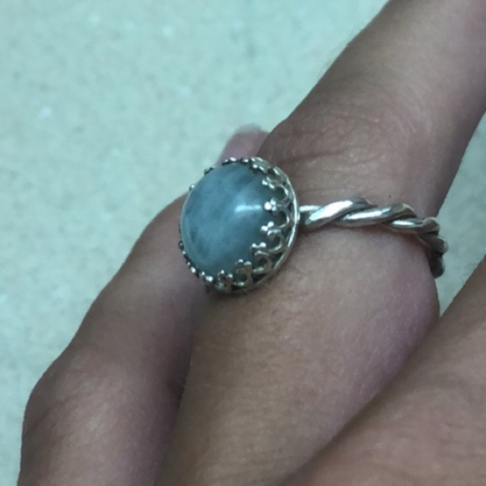 Silver ring with beautiful blue Opal